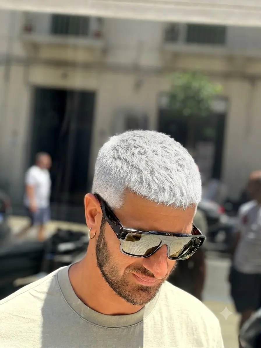 Taglio corto platino con sfumatura